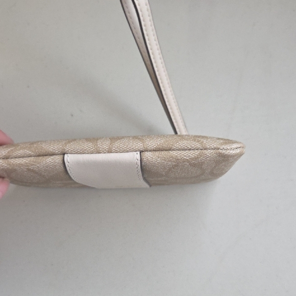 Coach Signature Beige and Cream Wristlet - Picture 5 of 5